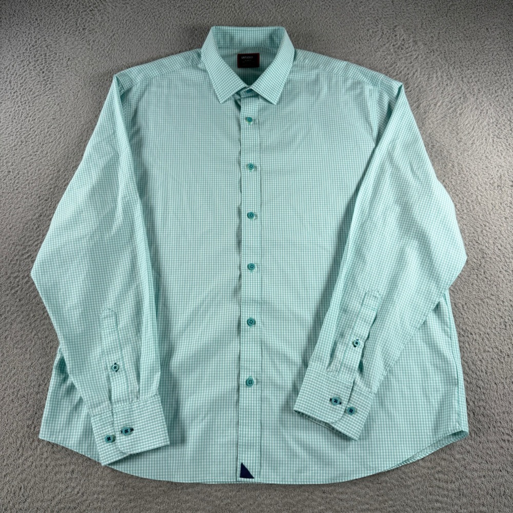 Untuckit Shirt Mens XL Blue Gingham Wrinkle Free Casual Relaxed Fit Button Down